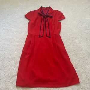 Red/navy JCrew dress with bow